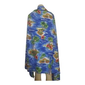 Bahamas Blue Fringe Shawl Wrap Hawaiian Sarong Coverup Beach Tropical
